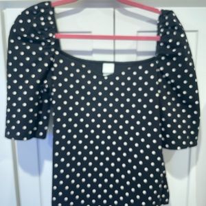 H&M Polka Dotted Puffy Off the Shoulder Crop Top